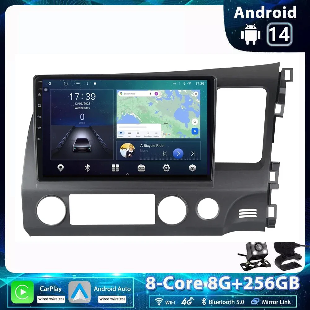 

Для Honda Civic 2005-2011 2012 RHD Android 14 автомобильный радиоприемник мультимедиа 4G + 64G мультимедийный видеоплеер Carplay головное устройство авто стерео