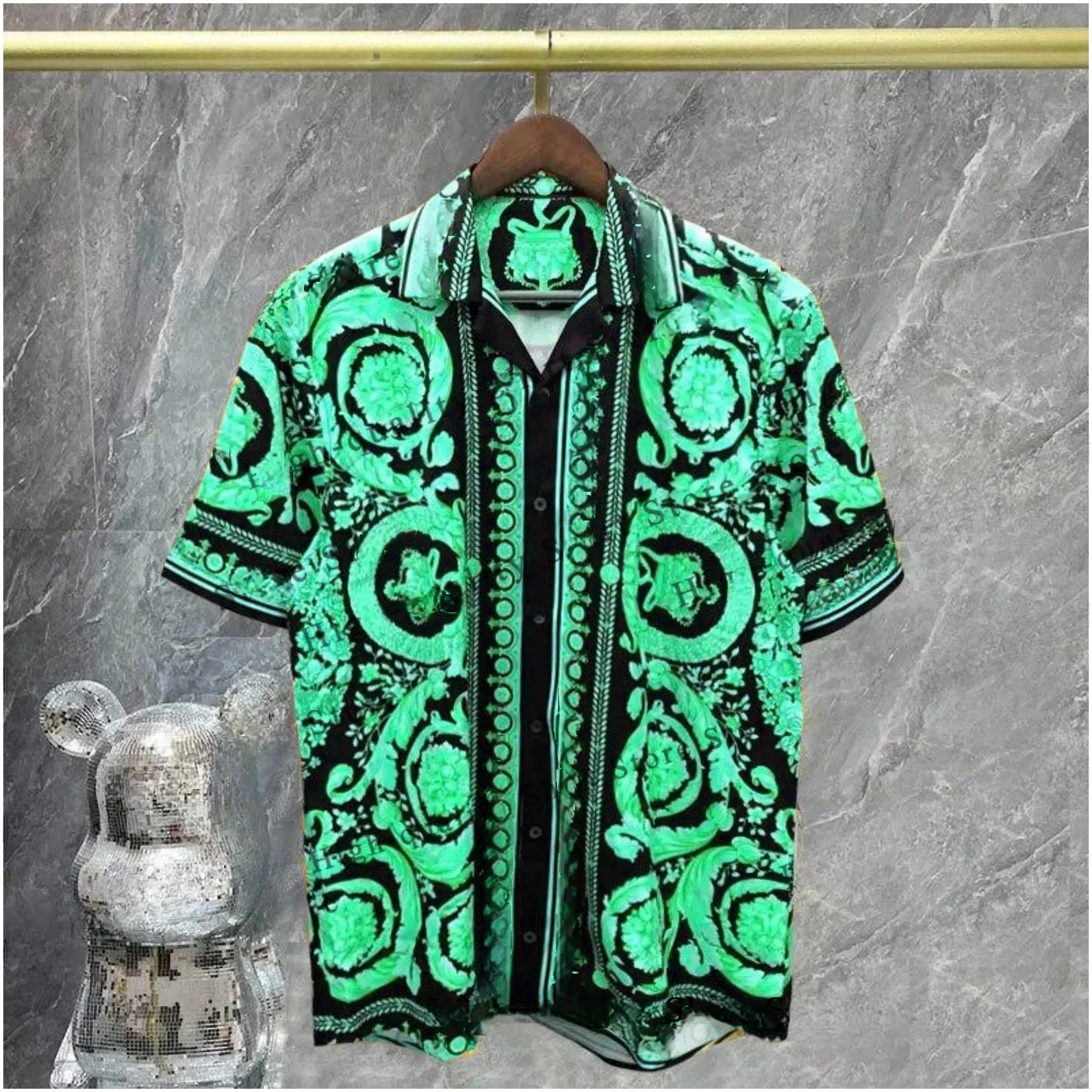 Camisa masculina de luxo manga curta botão para baixo camisa masculina real camisa de seda macia camisa masculina venda quente camisa real