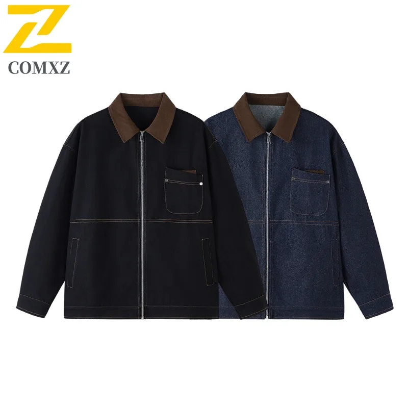 

COMXZ Trendy Varsity Jacket Autumn Versatile Lightweight Gym Climbing Biker Jacket Scratch Resistant Outdoor Coat Men's Clothing