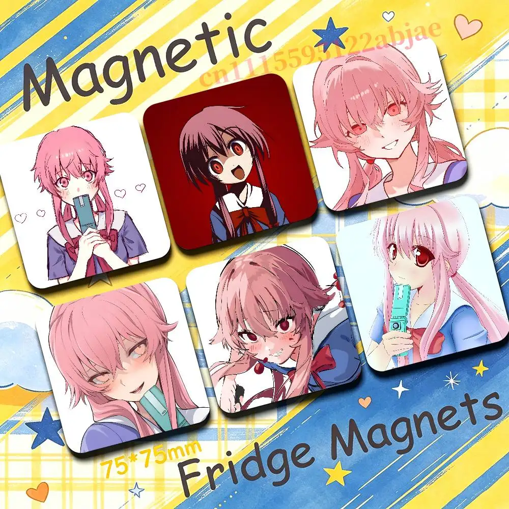 Yuno Gasai F-Future Diary Fridge Magnetic Magnet PVC Memorial Decor for Family Friends Students Adults