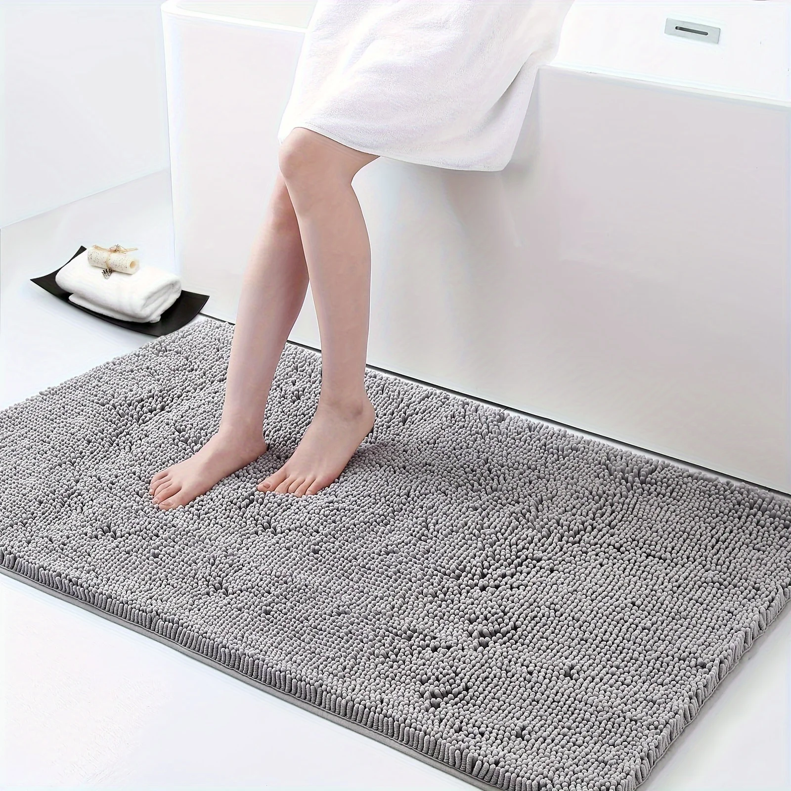 All season solid color chenille kitchen bathroom carpet non-slip absorbent wear mat