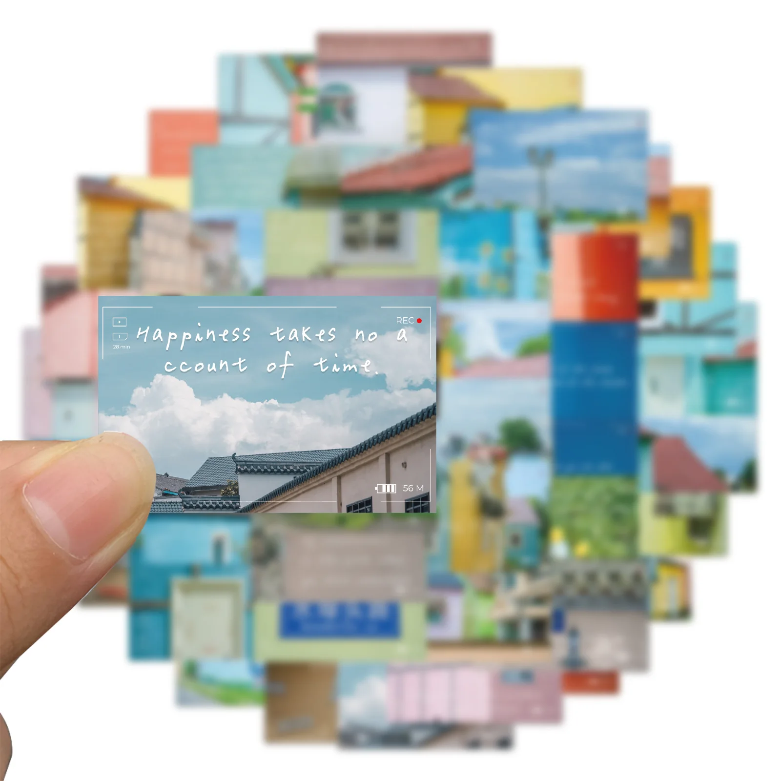 48 قطعة صور العمل قوس قزح تاون سلسلة ملصقات مقاوم للماء الكتابة على الجدران ملصق يدوي الصنع حزم الديكور حقيبة جراب هاتف زجاجة ماء #6