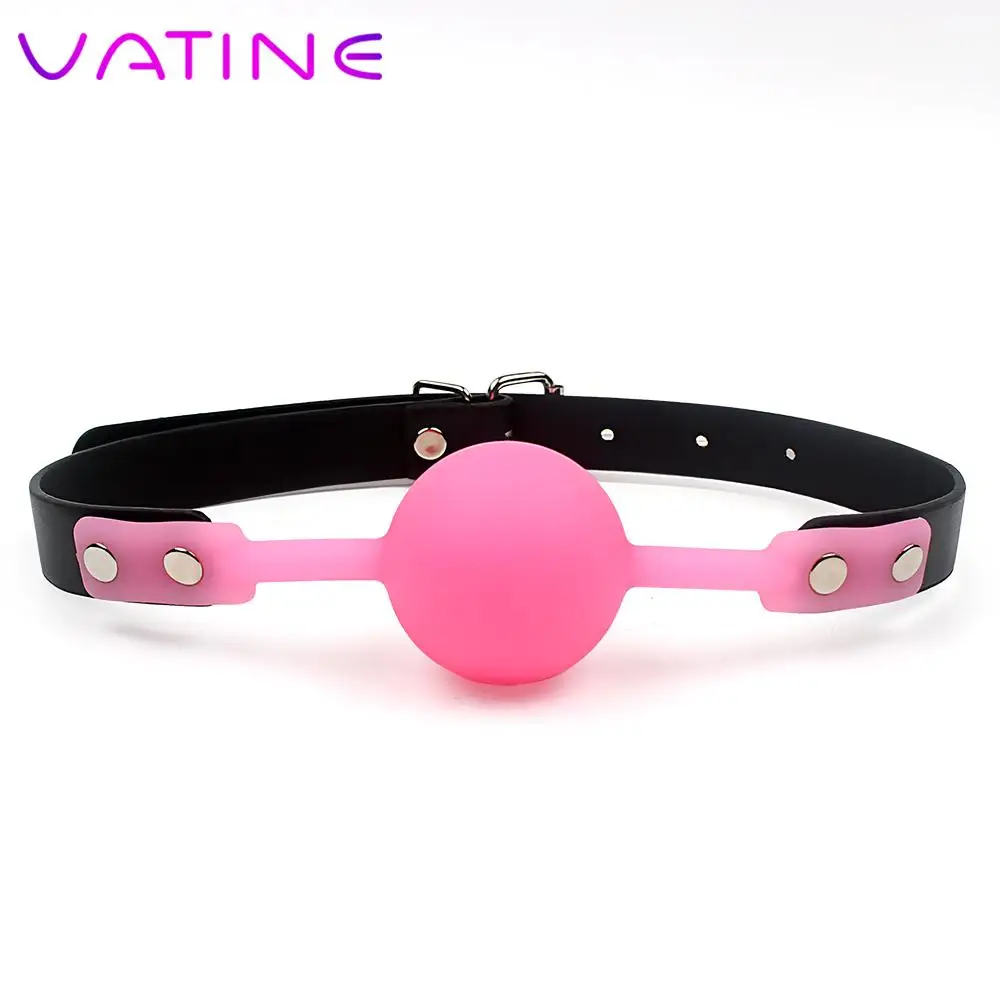 Oral Fixation 4 Colors PU Leather Band BDSM Bondage Mouth Gag Sex Toys for Couples Adult Games Silicone Ball