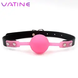 Oral Fixation 4 Colors PU Leather Band BDSM Bondage Mouth Gag Sex Toys for Couples Adult Games Silicone Ball