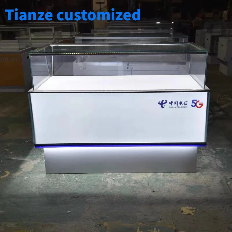 (Customized) high quality cell phone accessories shop furniture glass phone display cabinet counter mobile shop showcase design