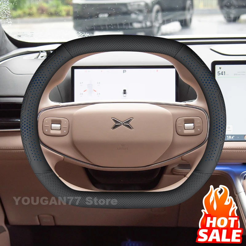 

Leather Car Steering Wheel Cover For Xpeng G9 2022-2026 ultra-thin Covers For Covers Auto interior Xpeng g9 Accessories 2026