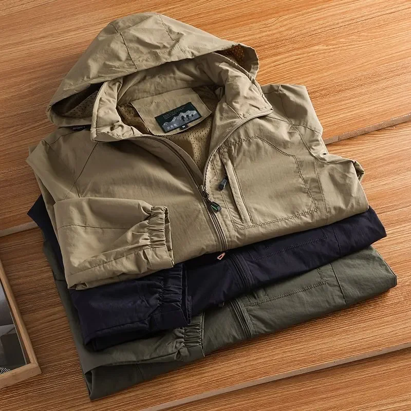 Giubbotto Bomber da uomo con cappuccio giacca a vento da esterno con cerniera tasche impermeabili cappotto abbigliamento sportivo giacca primaverile