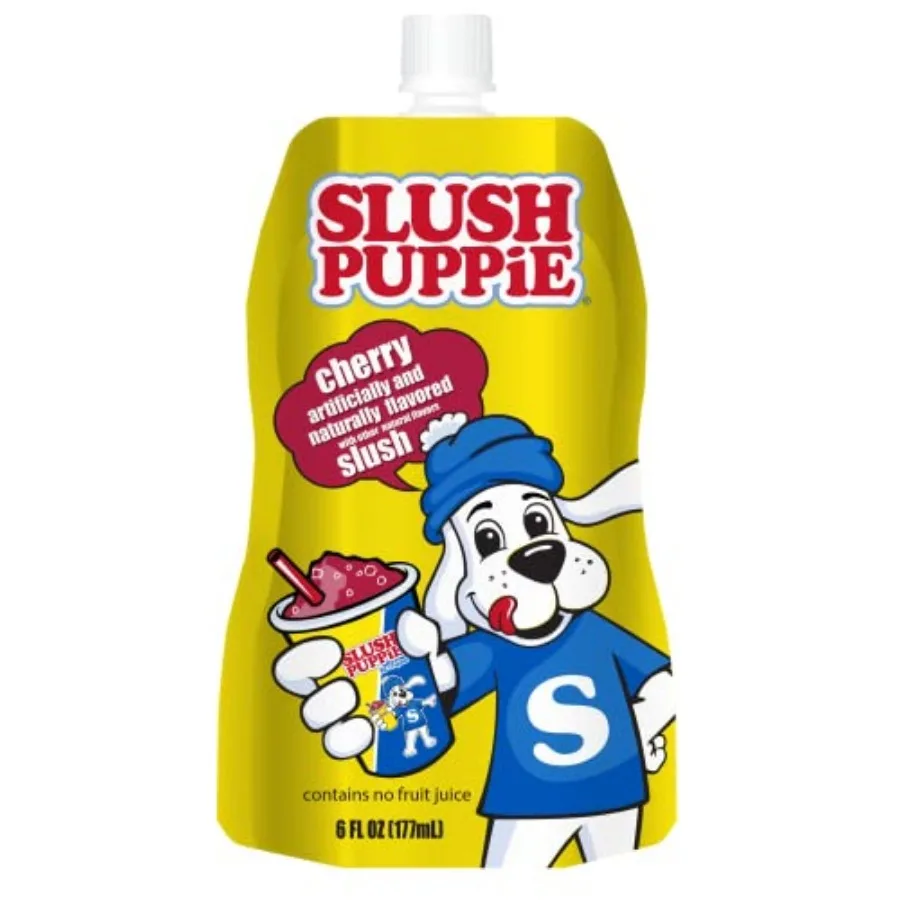 

Slush Puppie Cherry Frozen Fruit Juice 6 fl oz Pouches - Just Freeze and Squeeze for Instant Icee Maker, Great for Birthday Par