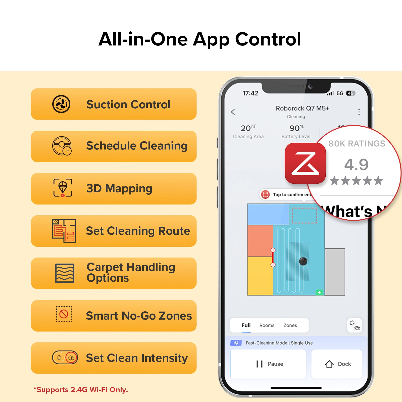 roborock Q7 TF + ممسحة مكنسة روبوتية 10000Pa شفط نظام مزدوج مضاد للتشابك لسجادة شعر الحيوانات الأليفة 7 أسابيع ملاحة ذاتية التفريغ