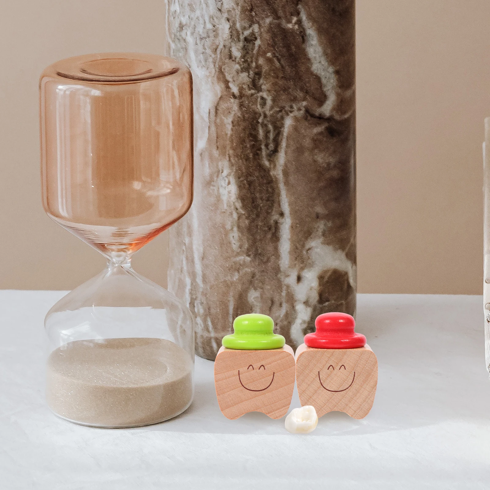 

2pcs Teeth Storage Box Wooden Container Cute Toddler First Tooth Saver Baby Teeth Container Memorial Bottle Perfect Gift