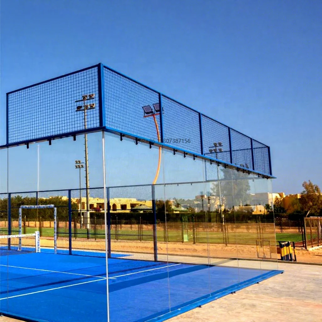 

100*100*3mm Panoramic Padel Sport Courts Safety Outdoor Paddle Tennis Court Supplier Without Corner Installation Available