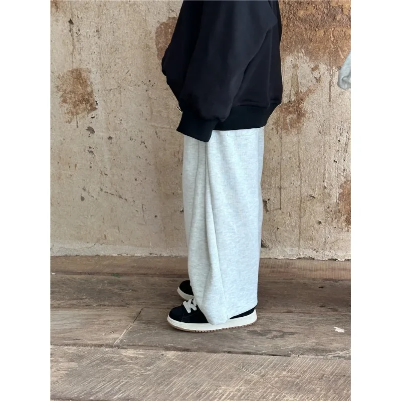 Children Clothing 2023 Spring Autumn New Fashion Korean Style Casual Sweatpants Boys and Girls Loose Solid Color Knitted Pants