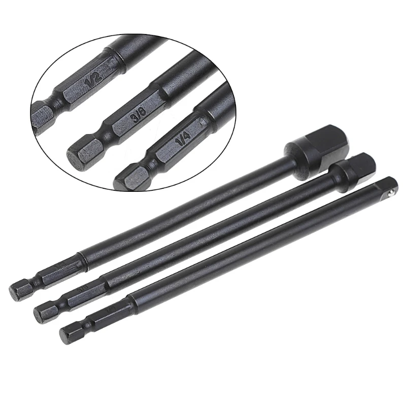 3 Pcs Socket Adapter Set Shank To 1/4 3/8 Inch Impact Driver Drill Bits M31 22