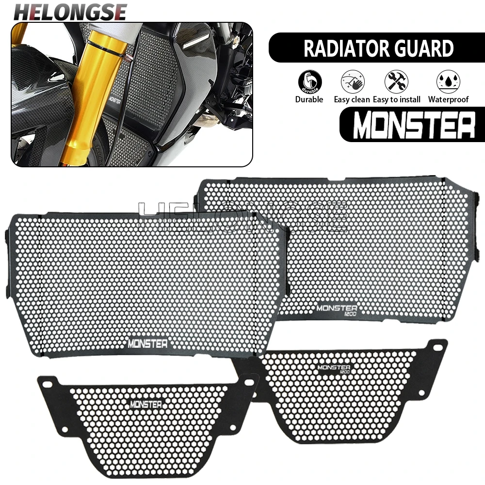 Radiator Grille Water Cooler Guard Protector Cover For Ducati Monster 821 1200 S 2013 2014 2015 2016 2017 2018 2020 2019-2023