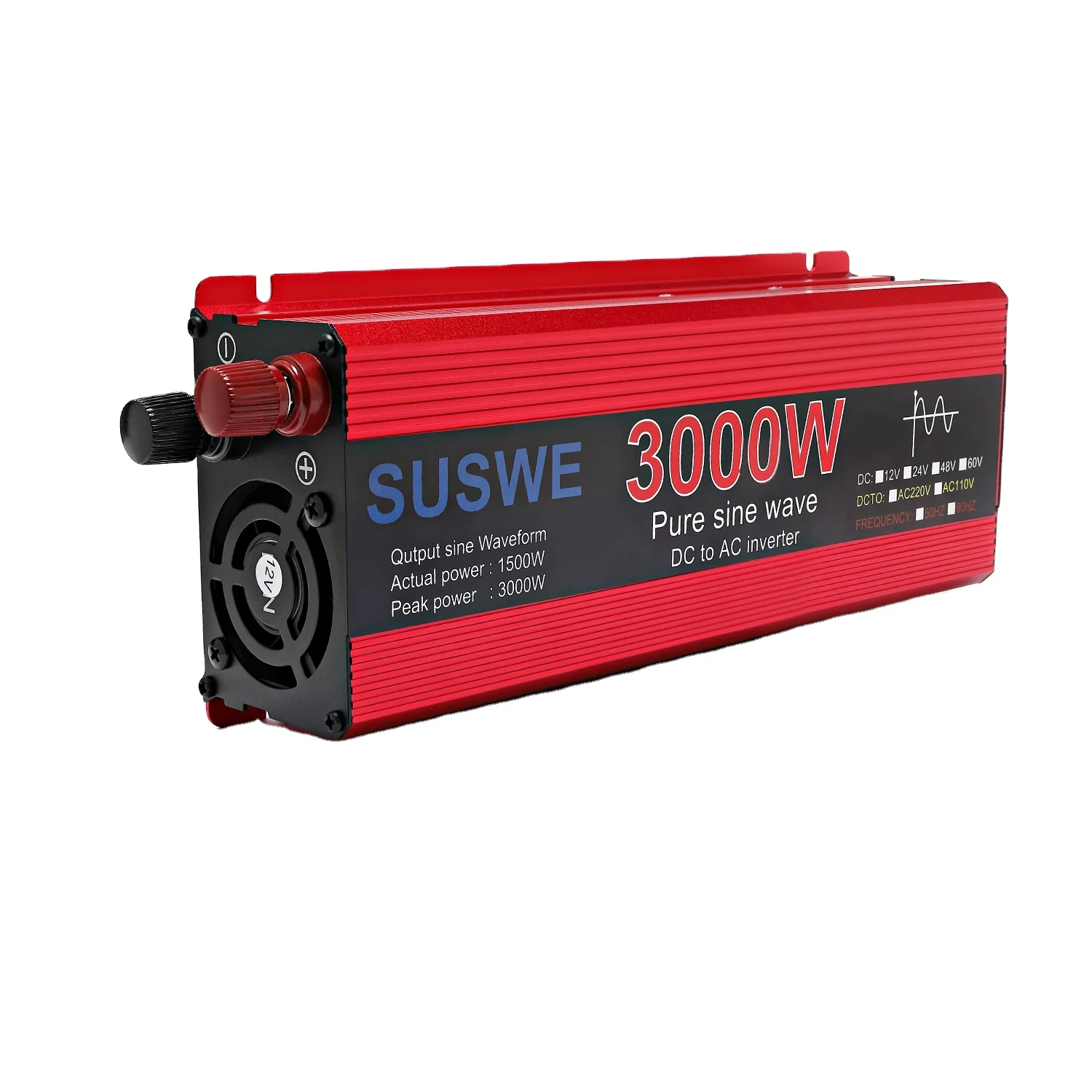 SUSWE Pure Sine Wave Inverter DC 12V 24V to AC 220V 1000W/2000W/2200W/3000W  Car