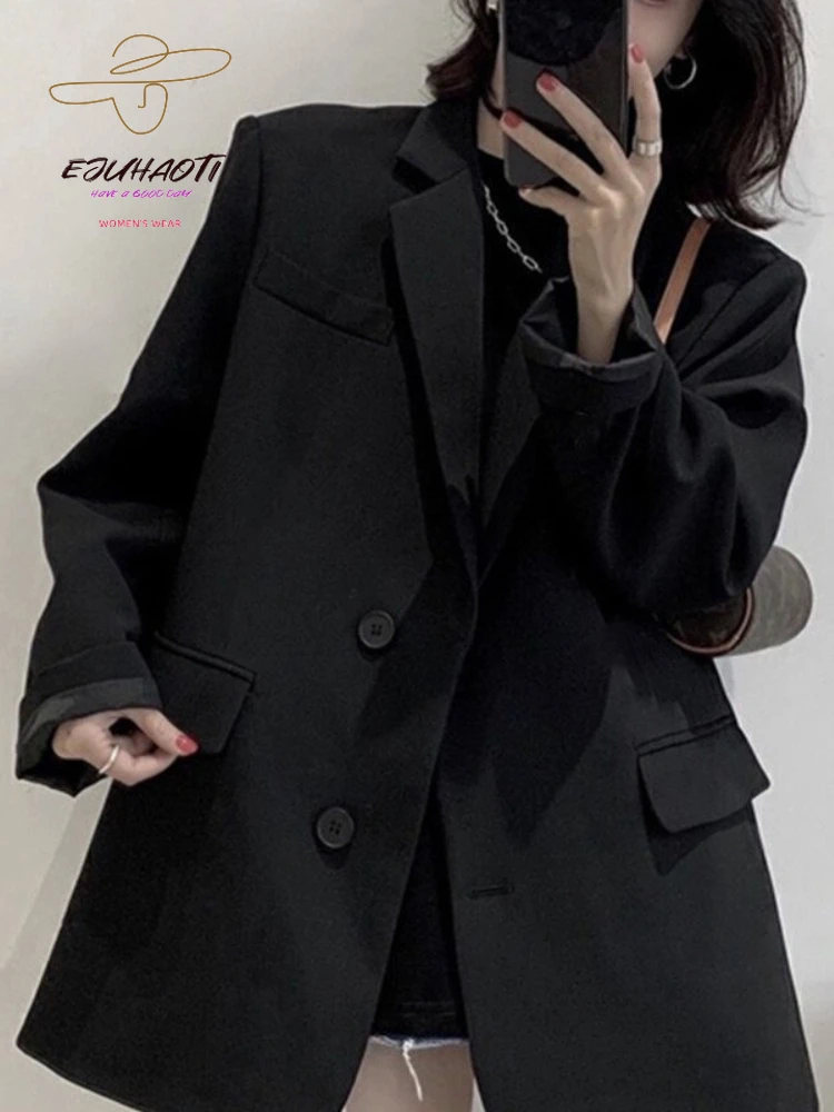 Blazer Women Korean Coat Spring New In Casual Comfort Solid Loose Clothing Fashion Elegant Office Lady Jacket Suit Tops