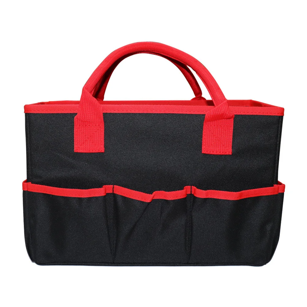 Bolsa de almacenamiento de herramientas de tela Oxford impermeable portátil organizador multibolsillo bolsa de mantenimiento de electricista profesional negro