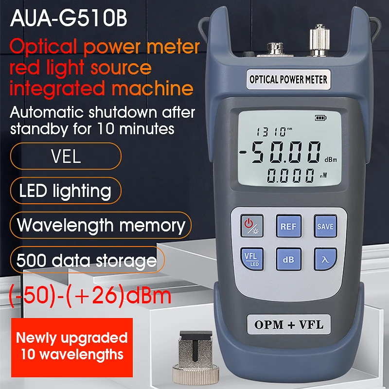 COMPTYCO AUA-G510B Optical Power Meter (-50 to +26dBm OPM) Visual Fault Locator (1/10/15/30/50MW VFL) All-in-one Fiber Tester