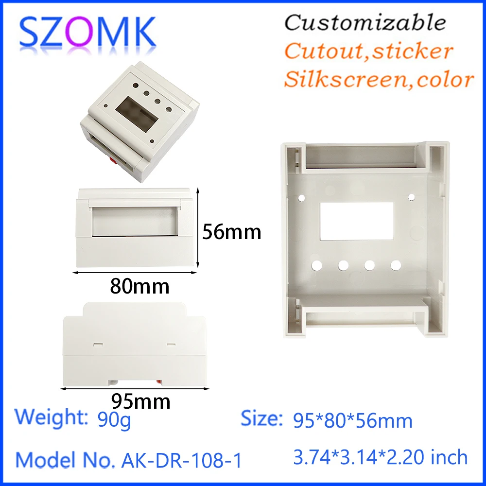 Cutout Holes Pcb Box Din Rail Electronic Enclosure Plc 95*80*56mm