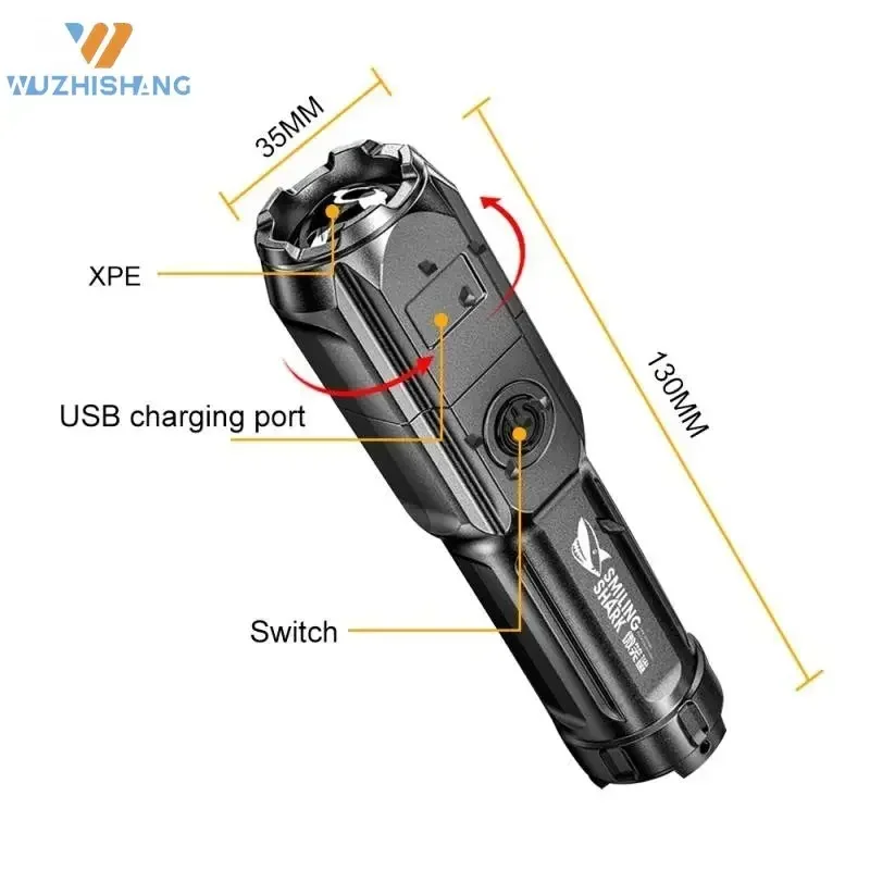 Powerful LED Flashlight 100000 Lumen Tactical Flashlights Rechargeable USB 18650 Waterproof Zoom Fishing Hunting LED Flashlight