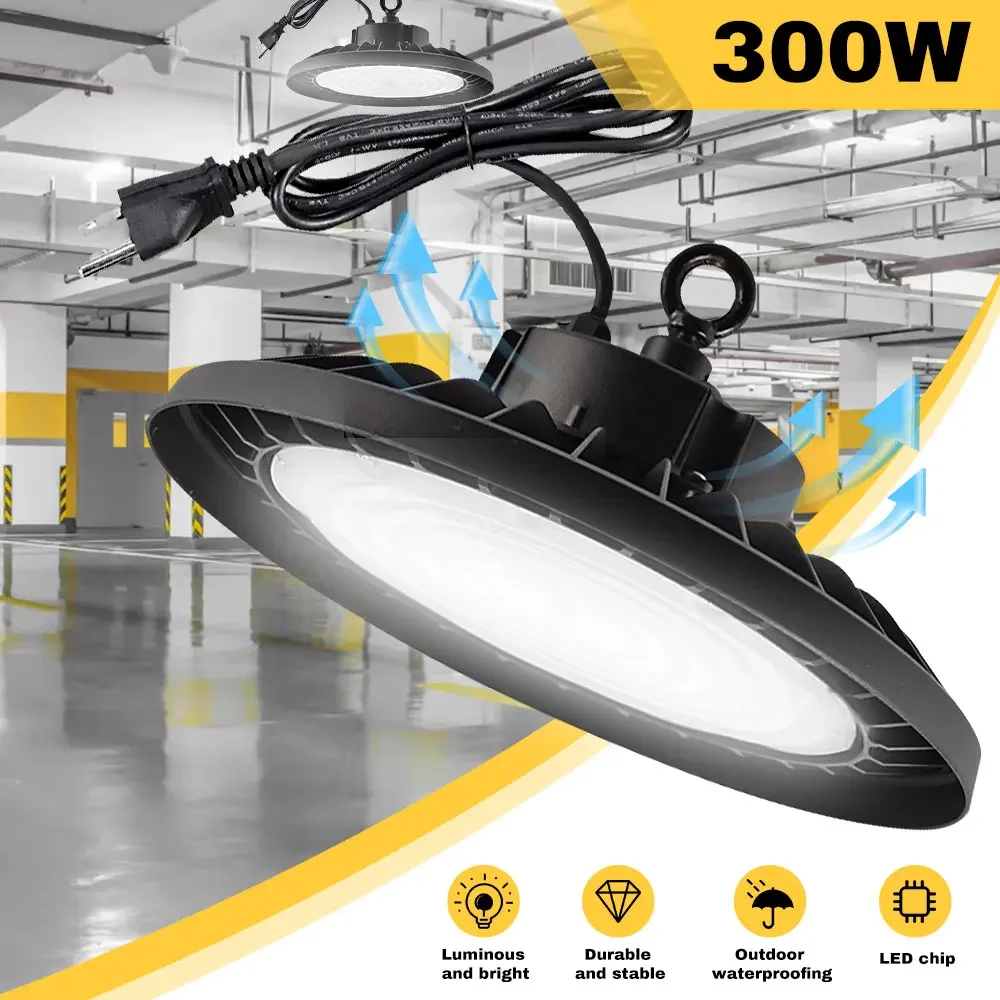 150W Super Bright UFO  High Bay Light 90V-266V IP65 Waterproof Ceiling Lamp  Shop Commercial Factory Warehouse Lighting