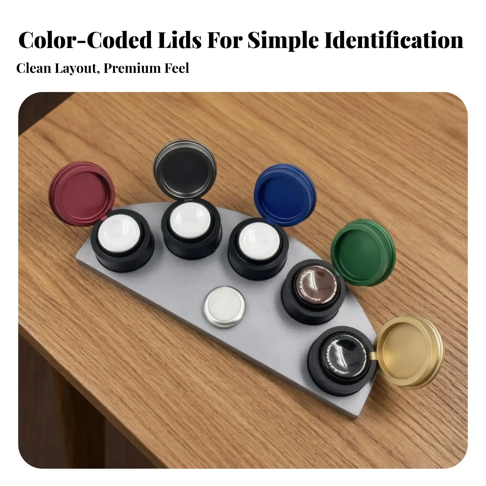 Compact Watch Oil Dispenser Dish with Five Metal Lids Watch Repair Accessory for Horology Craft