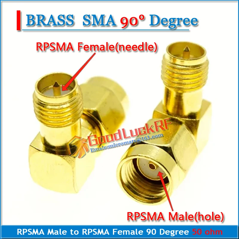 RP SMA RP-SMA RPSMA Male to RPSMA Female Plug Type L 90 Degree Right Angle Gold Plated Brass RF Connection Adapter