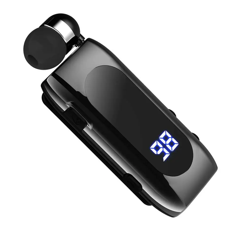 

K55 Bluetooth-compatible Headset Lavalier Retractable Cable V5.2 Smart In-ear Single Sports Earphone With Led Digital Display