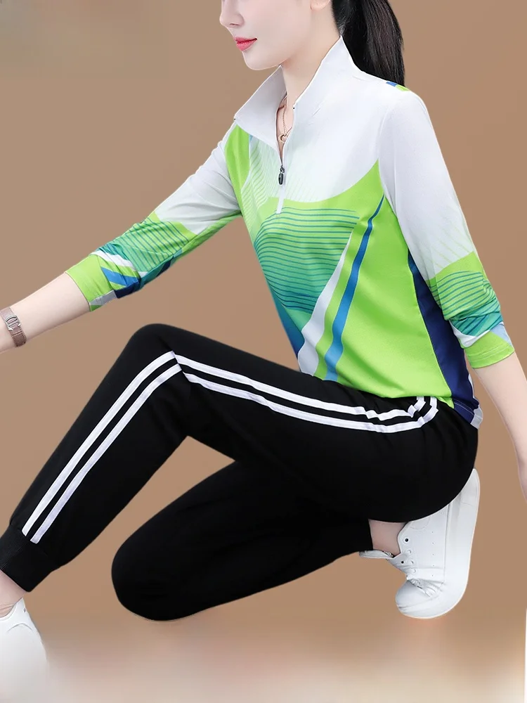 

TUCANO Woodpeer Qui Dry Sports Set Women's Spring Autumn Long Sve T-irt Casual Running Suit Two Piece Set