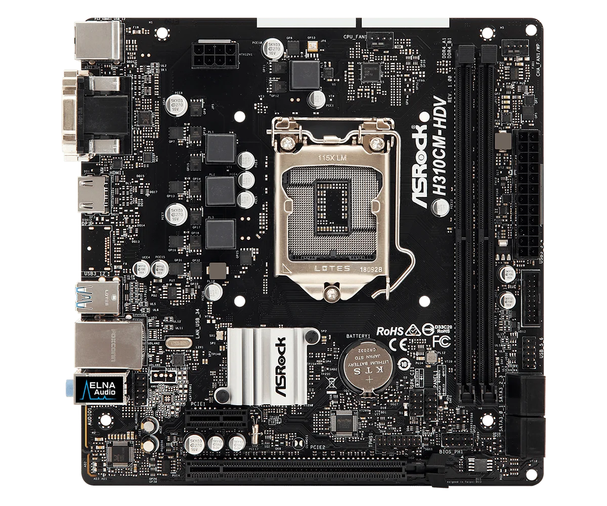 ASRock H310CM-HDV Motherboard LGA 1151 Intel H310 DDR4 32GB Micro ATX PCI-E 3.0 USB3.1 support i5-9500F i7-8700 cpu