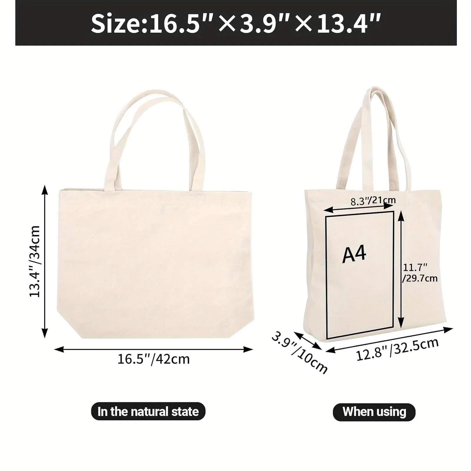 DIY Canvas Tote Bags,Blank on Both Sides for Creative Designs - Suitable for Painting, Embroidery, and Thermal Transfer