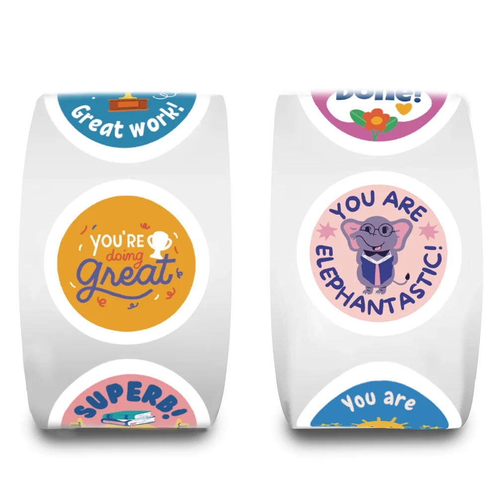 500pcs Cartoon Animals Encourage Stickers Roll Waterproof Vinyl Stickers for Laptop Scarpbook Skateboard Computer Phone Decal