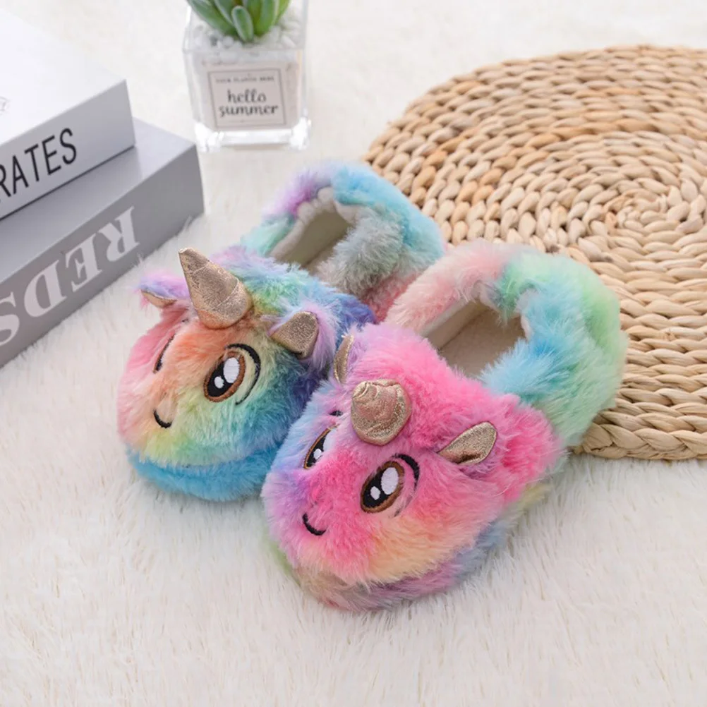 

1Pair Soft Kids Cotton Slippers Adorable Print Winter Indoor Shoes for Children Cozy Home Wear Non-Slip Sole Slippers