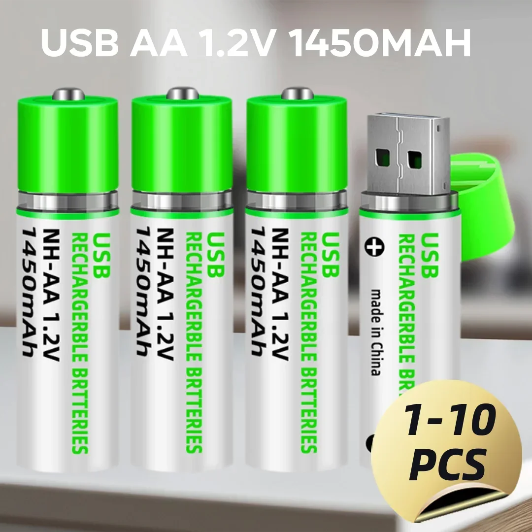 1-50PCS BATTERY Best Price for 2Pcs AA Battery Nimh AA 1.2V 1450MAH Rechargeable Li-ion USB AA 1450 with Colorful Card