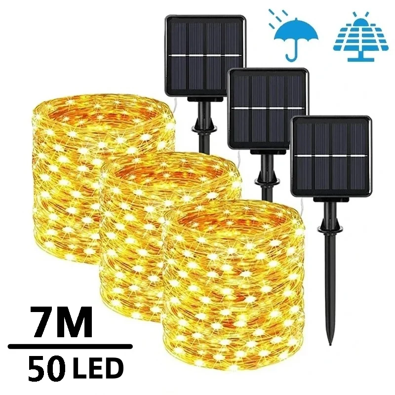 1 Set Of Solar Light String OutdoOr Waterproof 8-mode Copper Wire, Fairy Tale Light, Christmas Light, Used For Outdoor Garden