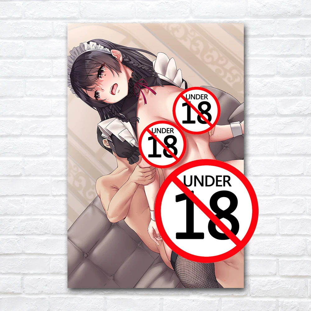 Erotyczny plakat kreskówka Sexy pokojówka dziewczyna postacie z Anime dla dorosłych obraz na płótnie do nowoczesnej dekoracji domu estetyczny prezent