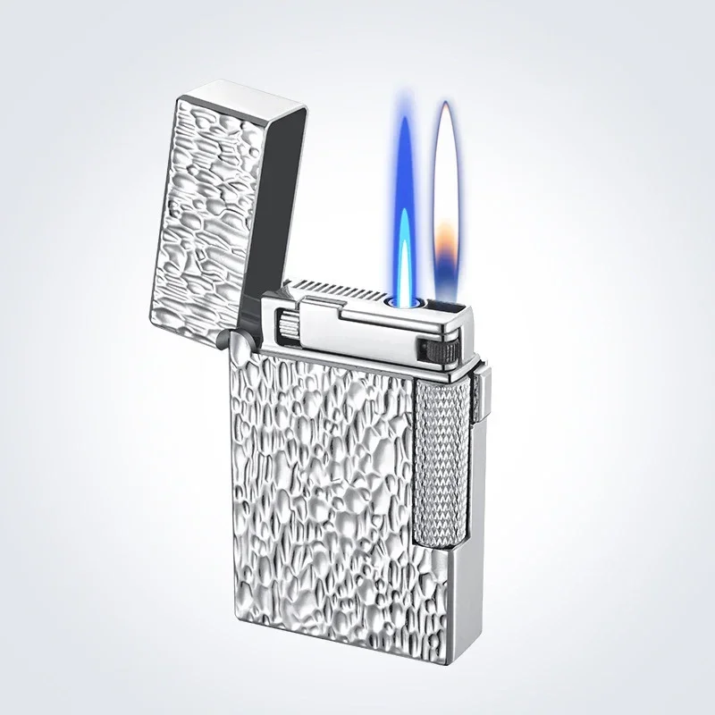 Metall Winddichtes Zigarren- und Zigarettenfeuerzeug mit Jet-Flamme, zwei Flammenarten, ungewöhnliche Feuerzeuge, Raucherzubehör, Butan-Gadgets für Männer