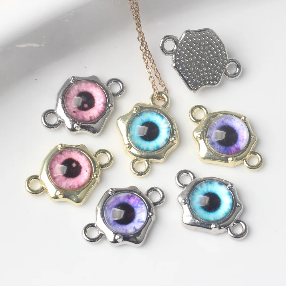 

10pcs Double Hole Eyes Pendant Charms For Jewelry Making Connector Handmade DIY Bracelet Earrings Necklace Accessories Alloy