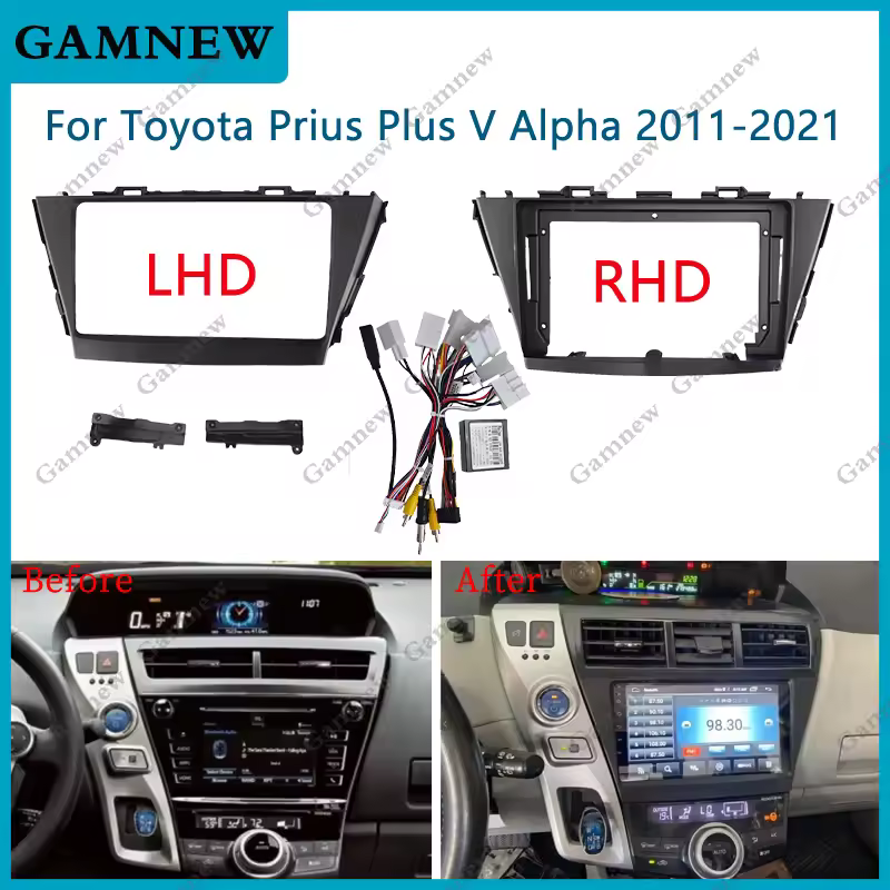 9 Inch Car Frame Fascia Adapter For Toyota Prius Plus V Alpha 2012-2020 Android Radio Dash Fitting Panel Kit