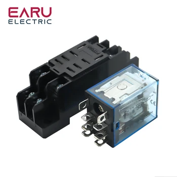 1Pc LY2NJ HH62P HHC68A-2Z Elektronische Micro Mini Elektromagnetische Relais 10A 8PIN Coil Dpdt Met Socket Base DC12V,24V AC110,220V