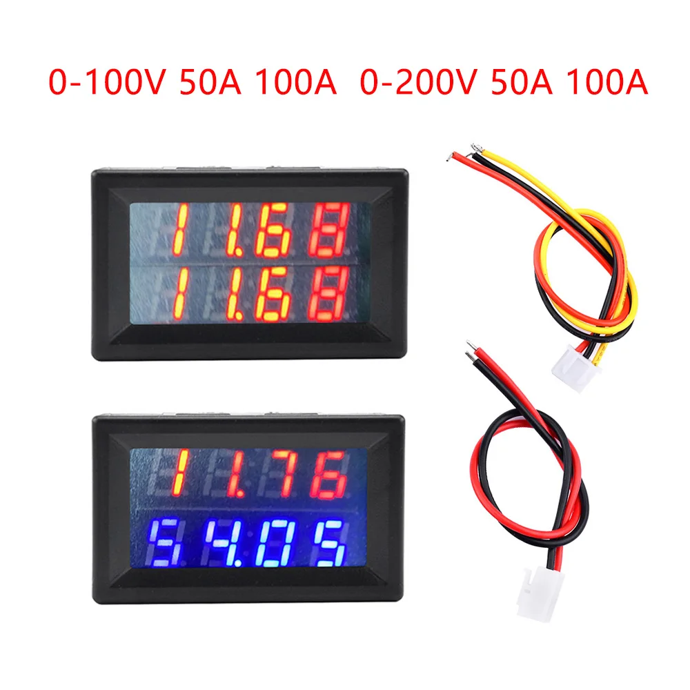 0-100V/0-200V 50A 100ADisplay Voltmeter Ammeter 4 Bit 5 Wires Voltage Current Meter Tester for Electrician Tool Voltammeter