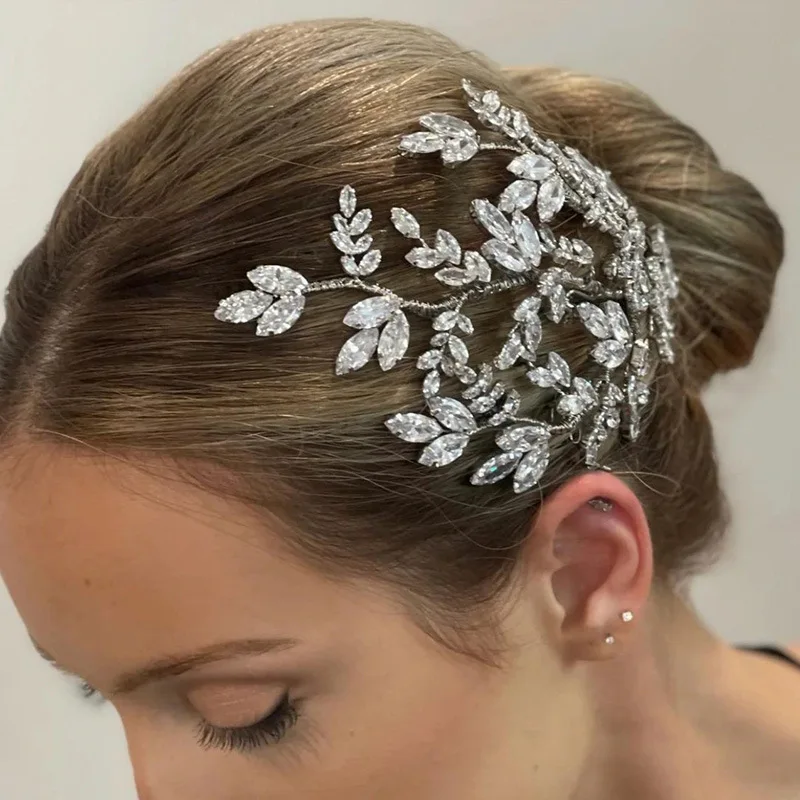 

Wedding Hair Accessories Zircon Cubic Bride Hair Comb Headpieces Luxury Shine Bridal Crown Headdress Women Headwear Hair Jewelry