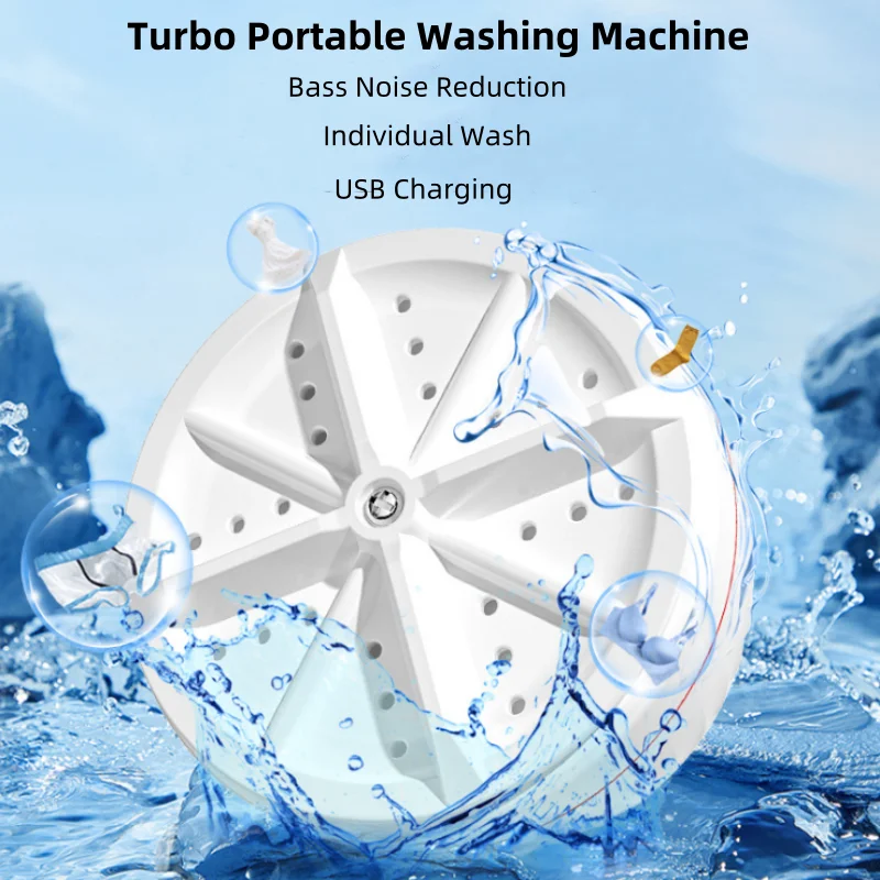 Mini Washing Machine USB Ultrasonic Rotating Turbine Washing Machine For Socks Underwear Wash Dishes Travel Home RV Apartment