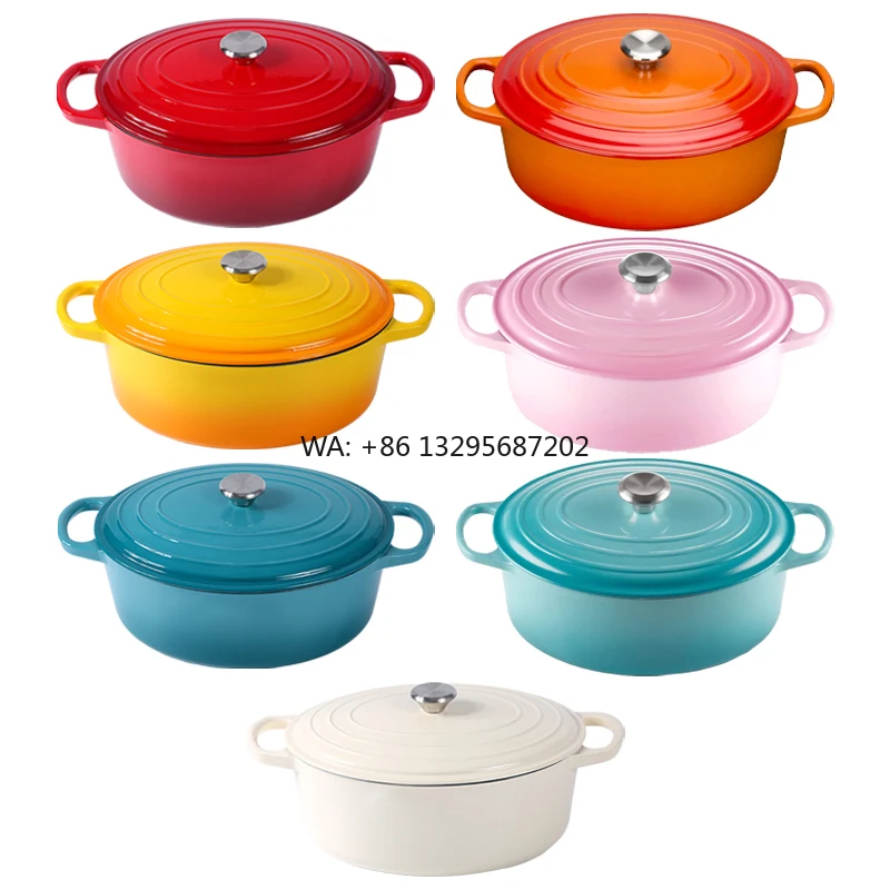

Wholesale Large Enamel Cast Iron Multipurpose Cooking Pot Oval Casserole Dutch Oven Soup Stew Pot