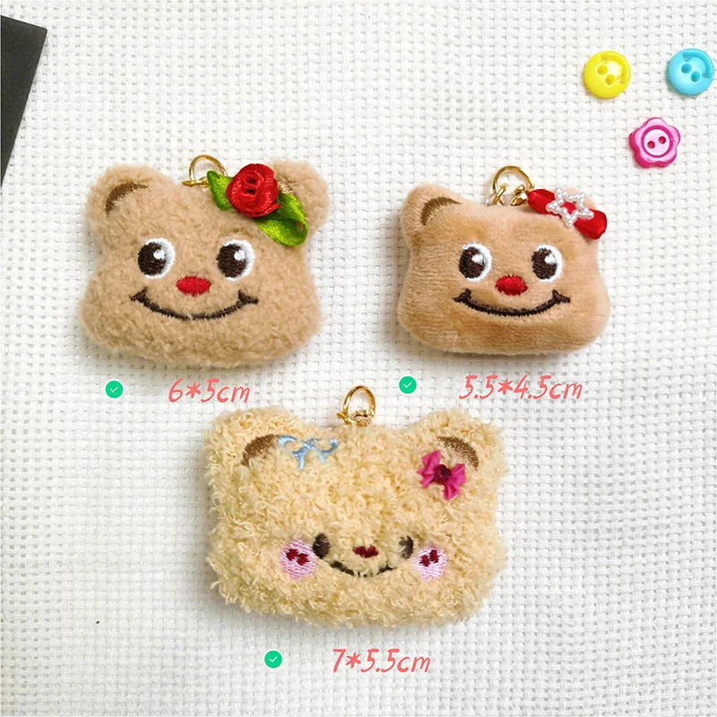 Cartoon Plush Bear Pendant Keychain para mulheres, Chaveiro de brinquedo recheado bonito, Decorações de bolsa, acessórios