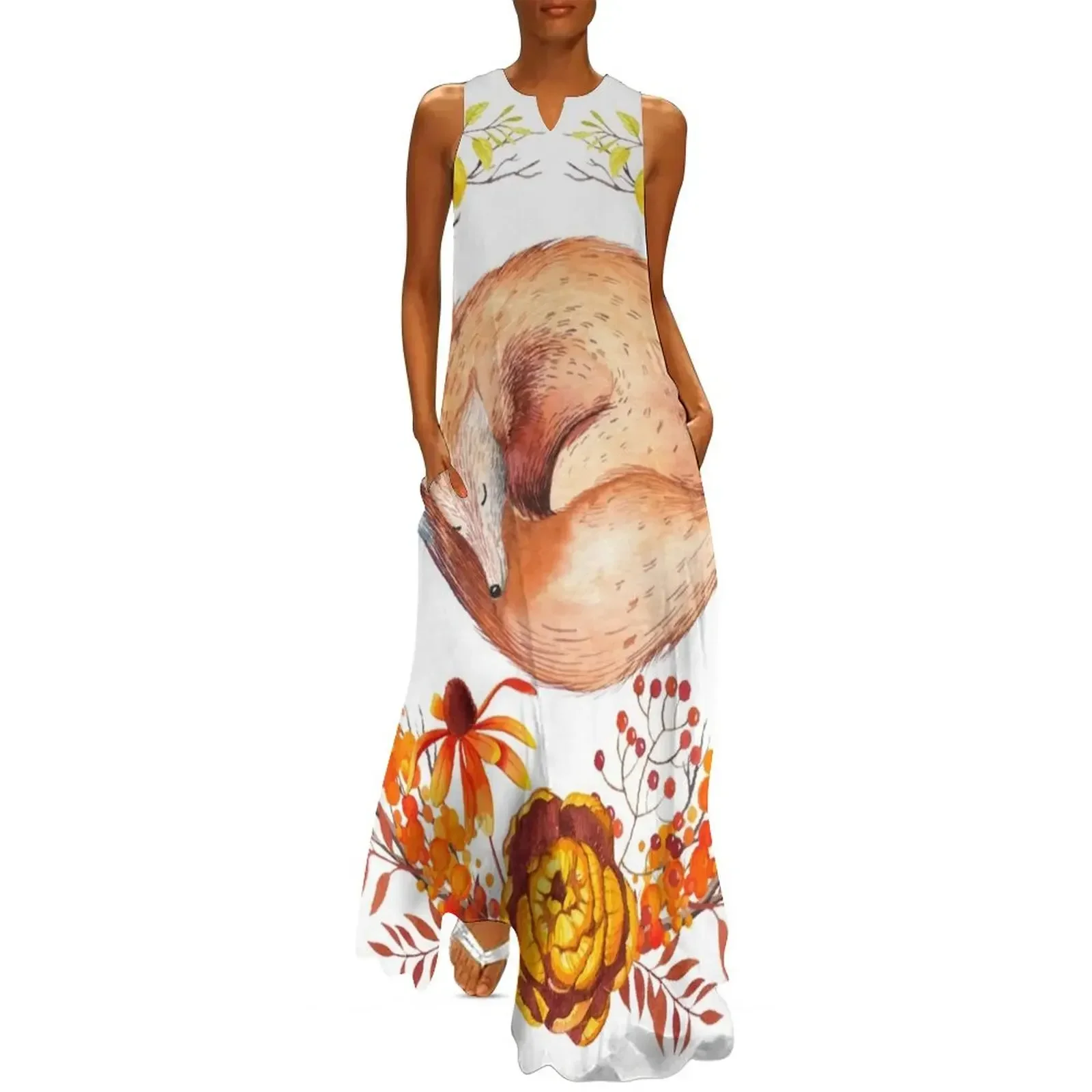 

Sleeping Fox Autumn Wreath Long Dress Party dresses for women prom dresses 2025 beach dresses Elegant gowns Dress