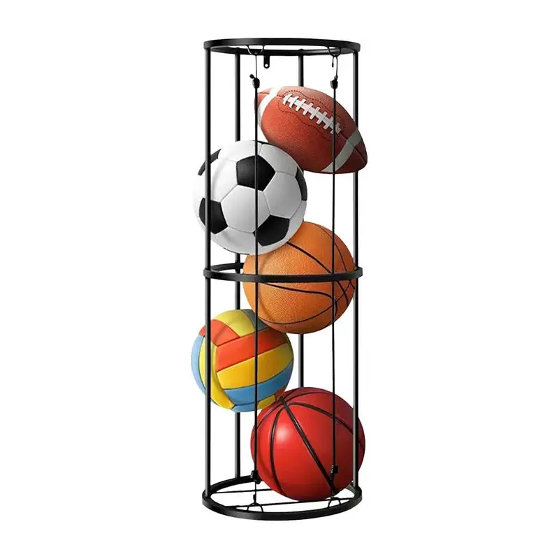 Vertical Ball Storage Rack 2/3 Layer Easy to Assemble Wall-Mounted/Vertical Ball Organizer Ball Rack Basketball Storage Sports