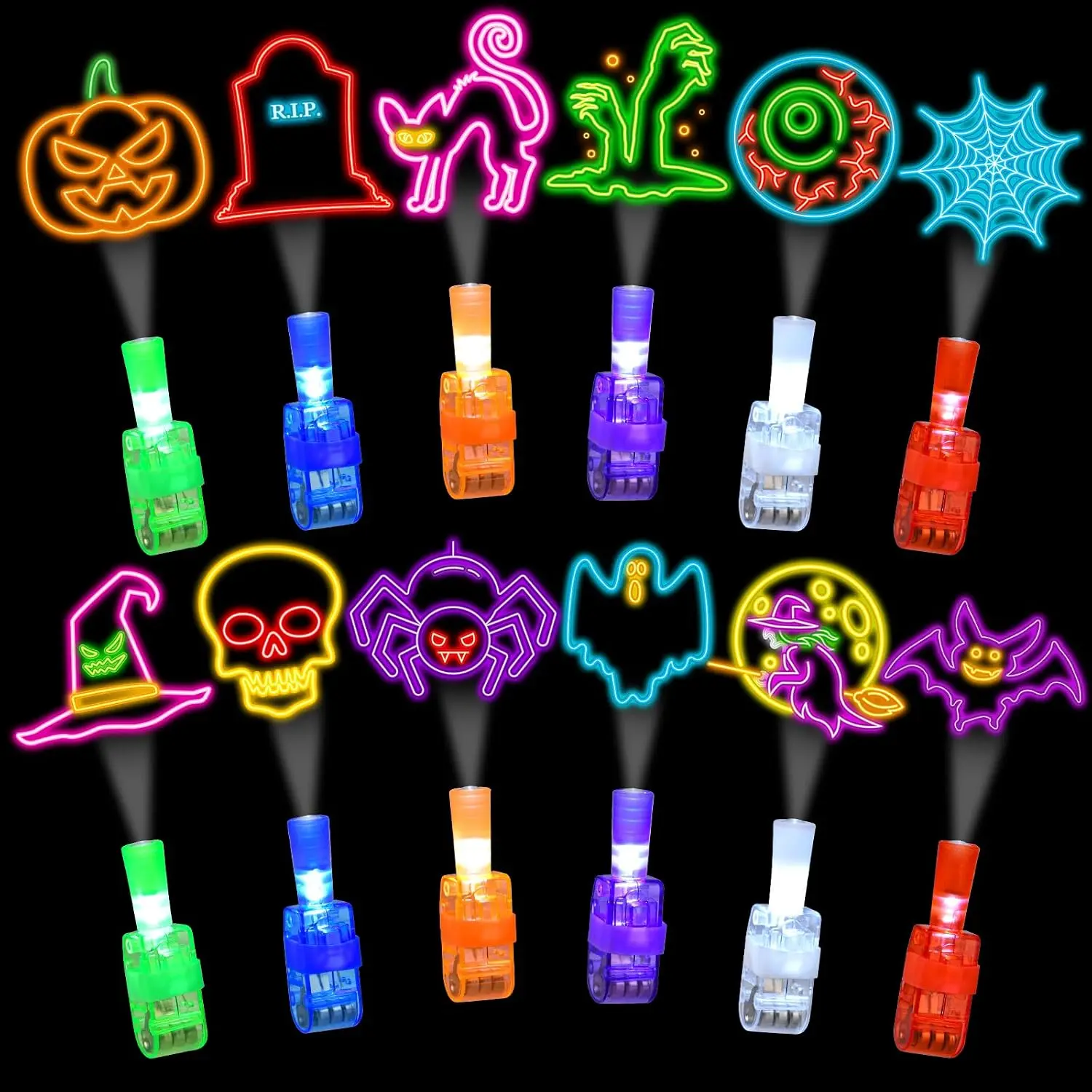 36pcs Halloween Finger Projector Lights Glow in Dark Mini Pattern Projector Flashlight Toys Goodie Bag Fillers Party Favor Gifts