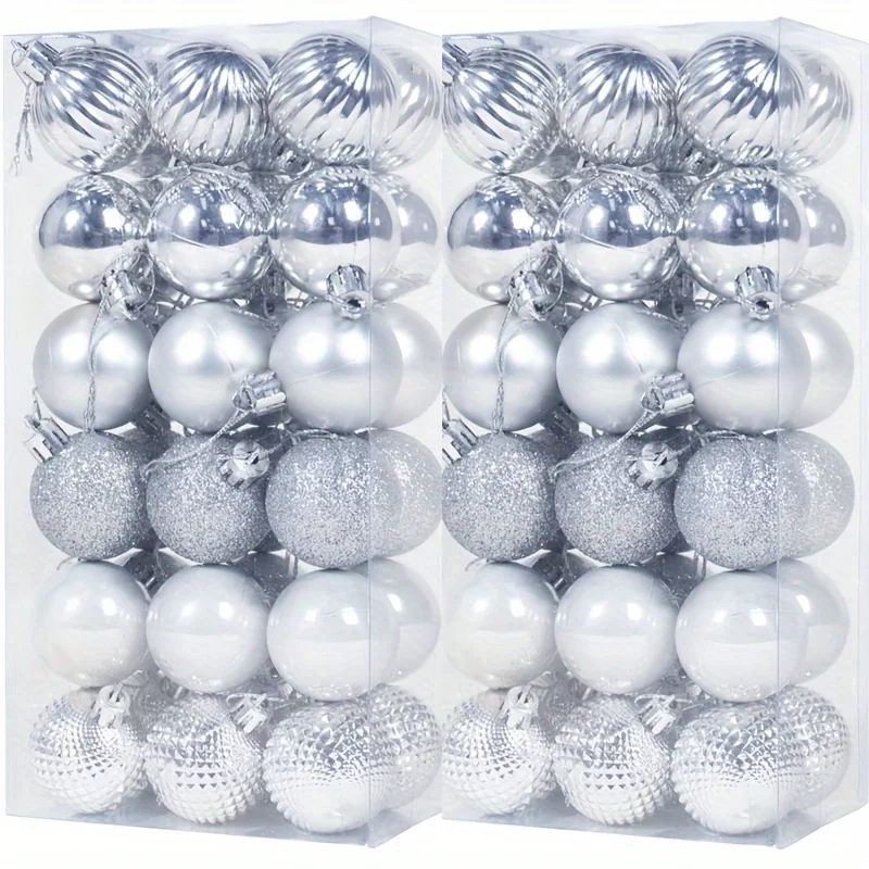 Set of 2 boxes 72-piece Christmas baubles, 4 cm / 1.57 inches shatter-resistant durable Christmas tree ornaments decorative hanging baubles with a sparkling finish and sturdy construction