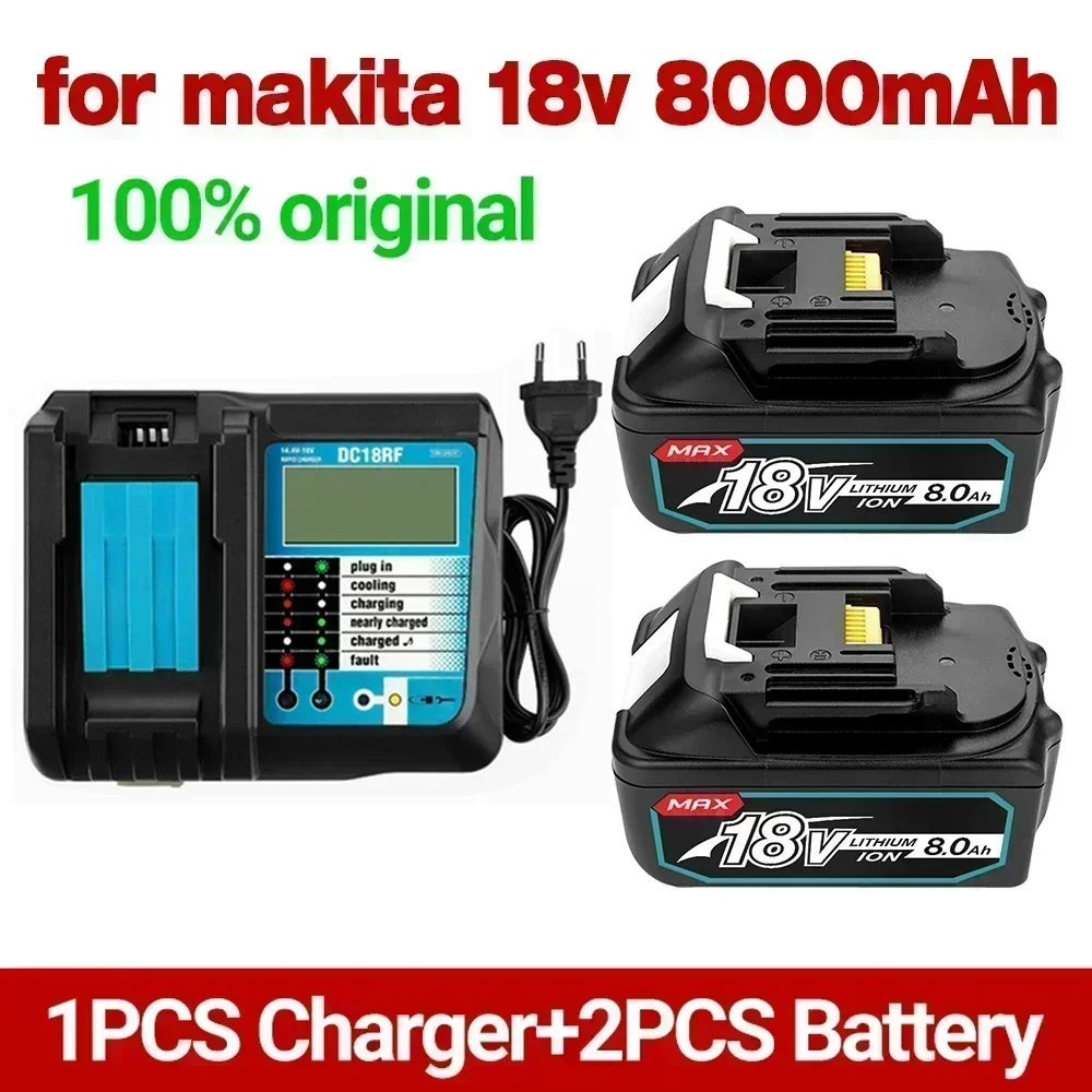 Batterie aste BL1860B 18V 6000mAh, batterie de secours pour Makita 18VBL1860 BL1840 BL1850 perceuse sans fil avec chargeur DC18RF 3A